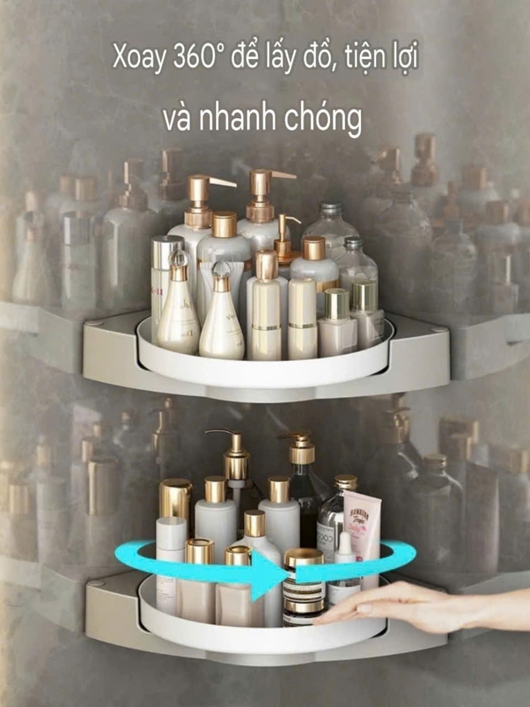 Kệ góc dán tường xoay 360 độ