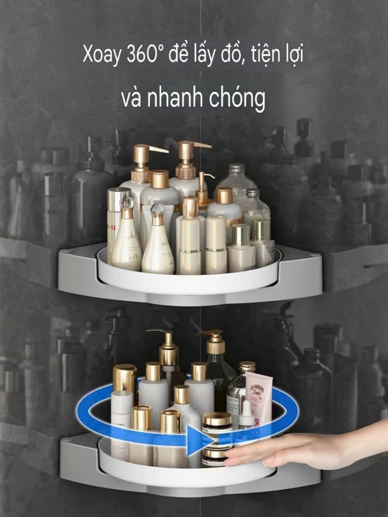 Kệ góc dán tường xoay 360 độ