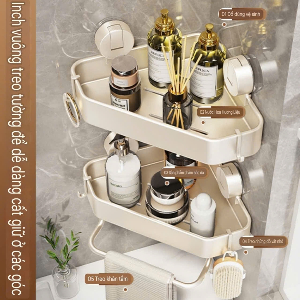 Kệ góc hình kim cương kiểu hút tường