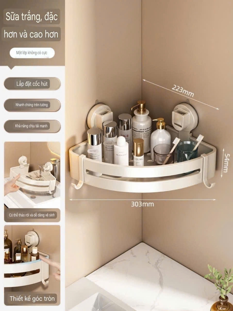 Kệ góc hợp kim nhôm loại hút tường