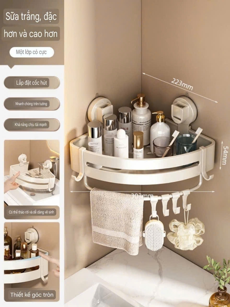 Kệ góc hợp kim nhôm loại hút tường