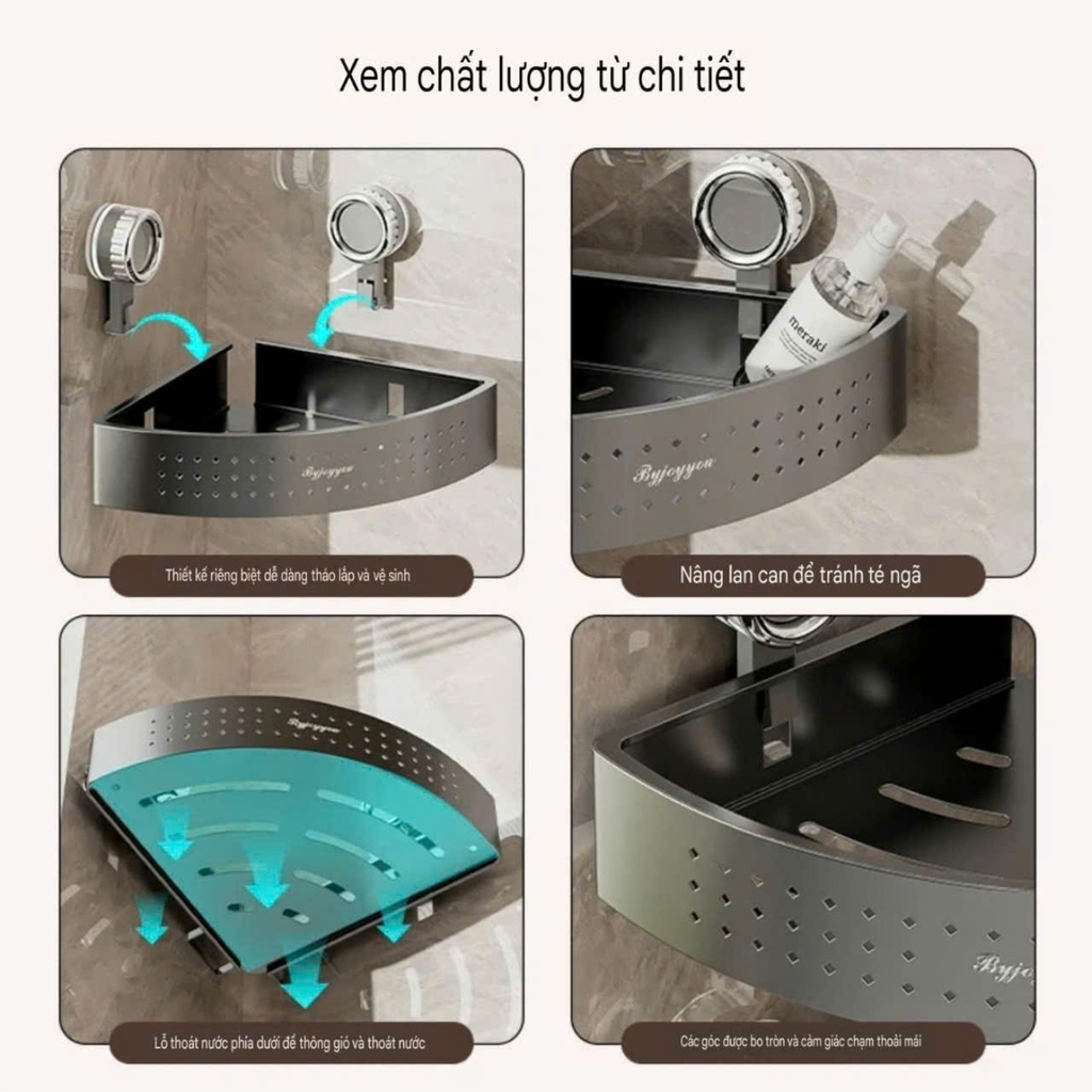 Kệ góc và kệ chữ nhật bằng hợp kim nhôm