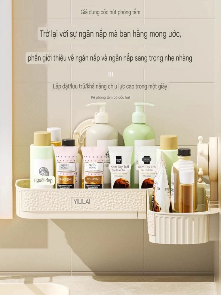 Kệ góc xoay 180 độ kiểu hút tường