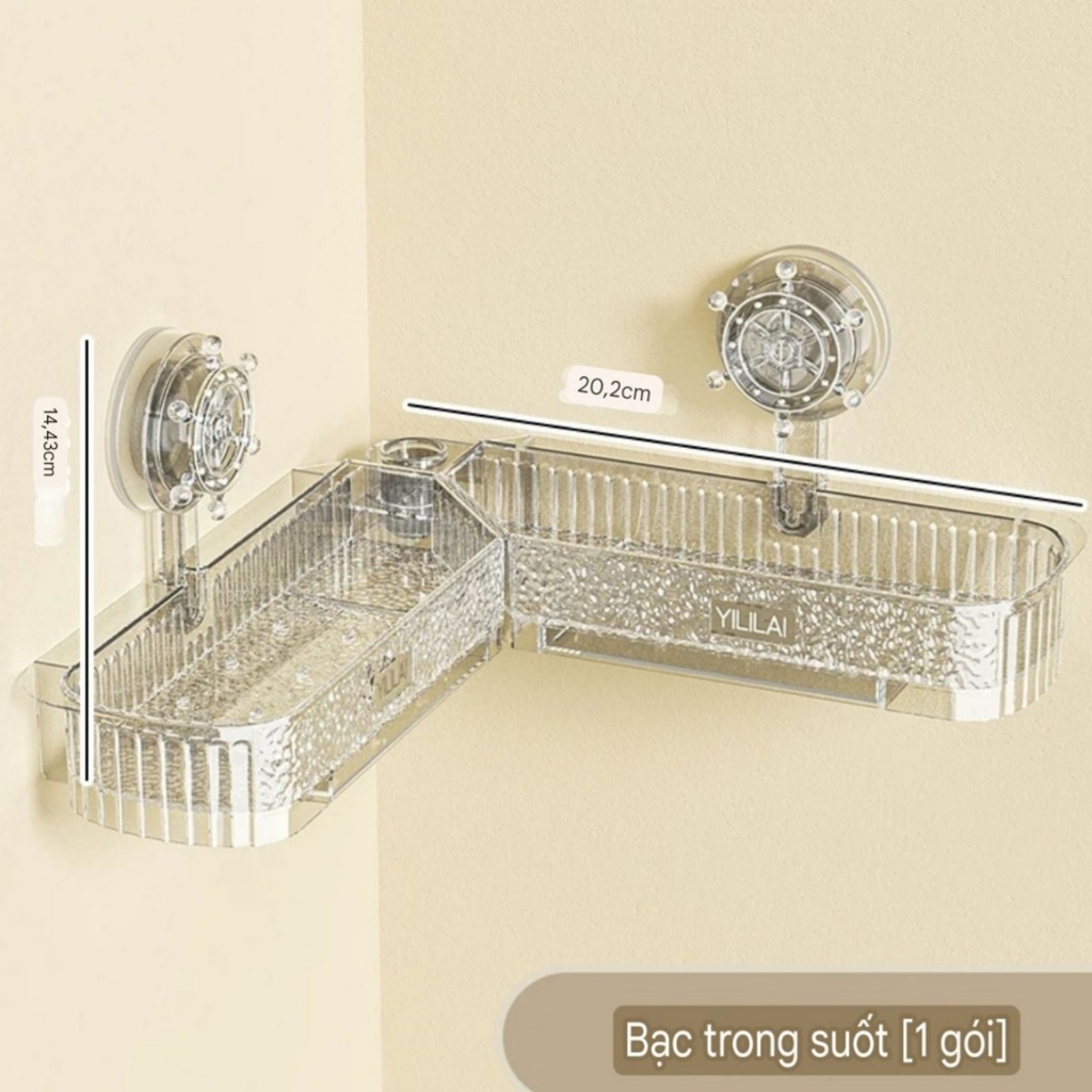 Kệ góc xoay 180 độ kiểu hút tường