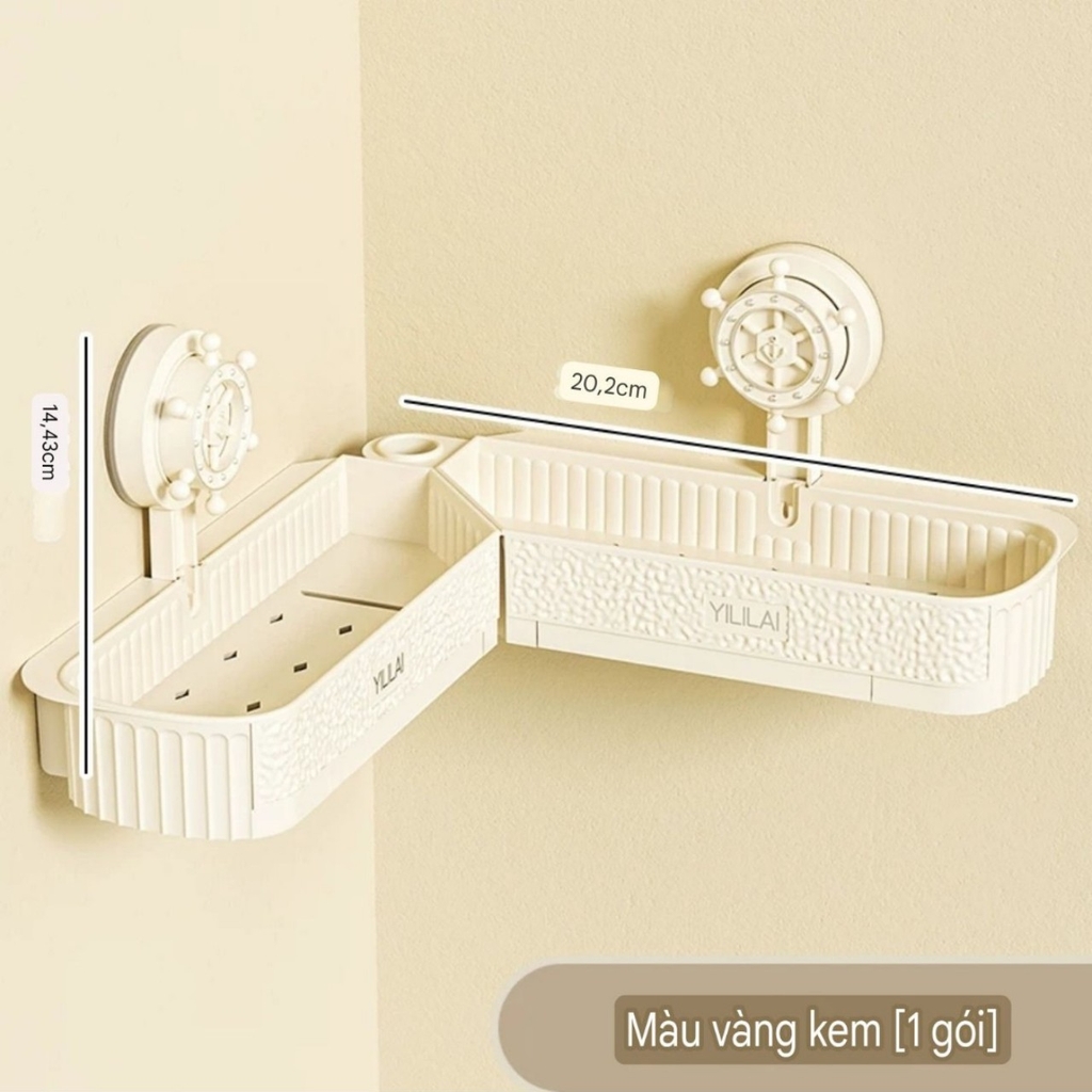 Kệ góc xoay 180 độ kiểu hút tường