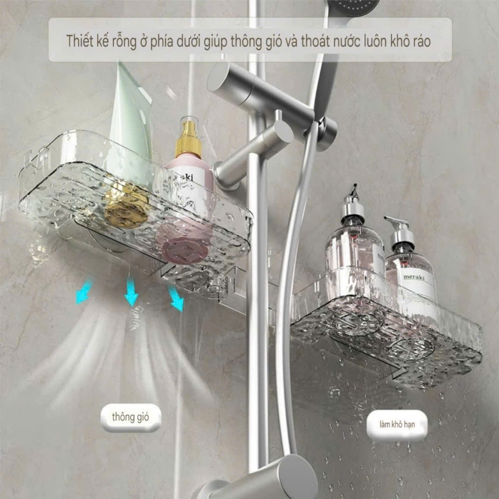 Kệ hút tường để mỹ phẩm và đồ rửa chén