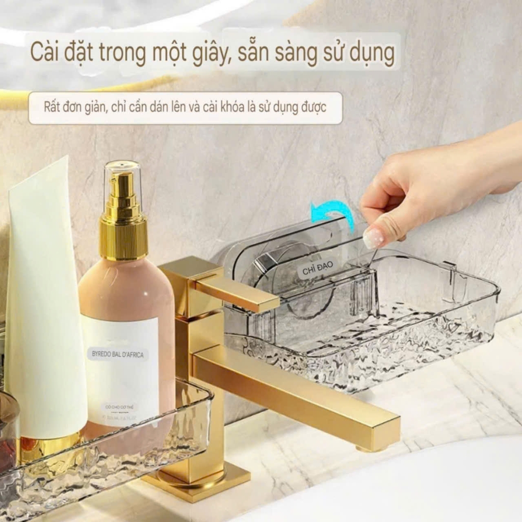 Kệ hút tường để mỹ phẩm và đồ rửa chén