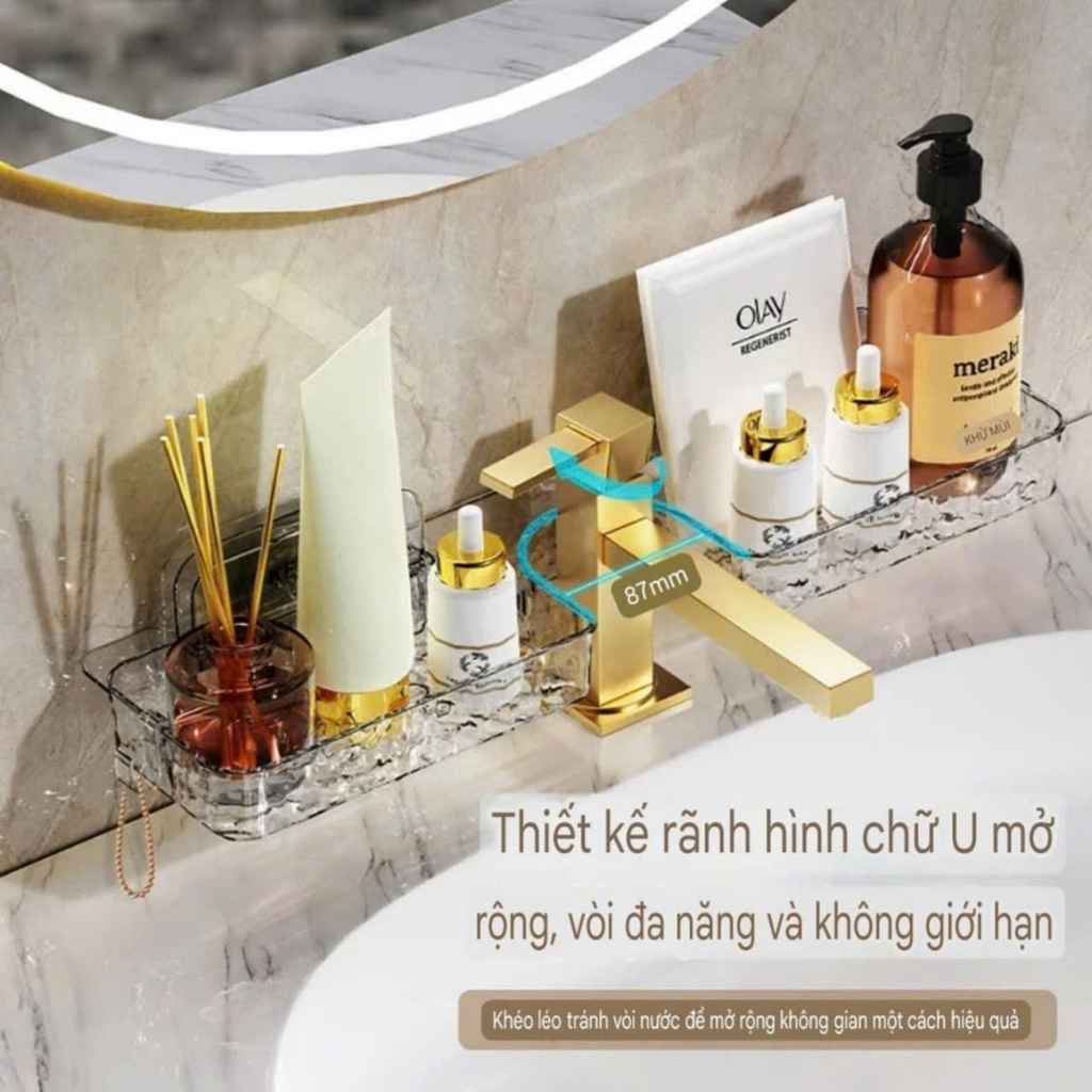 Kệ hút tường để mỹ phẩm và đồ rửa chén