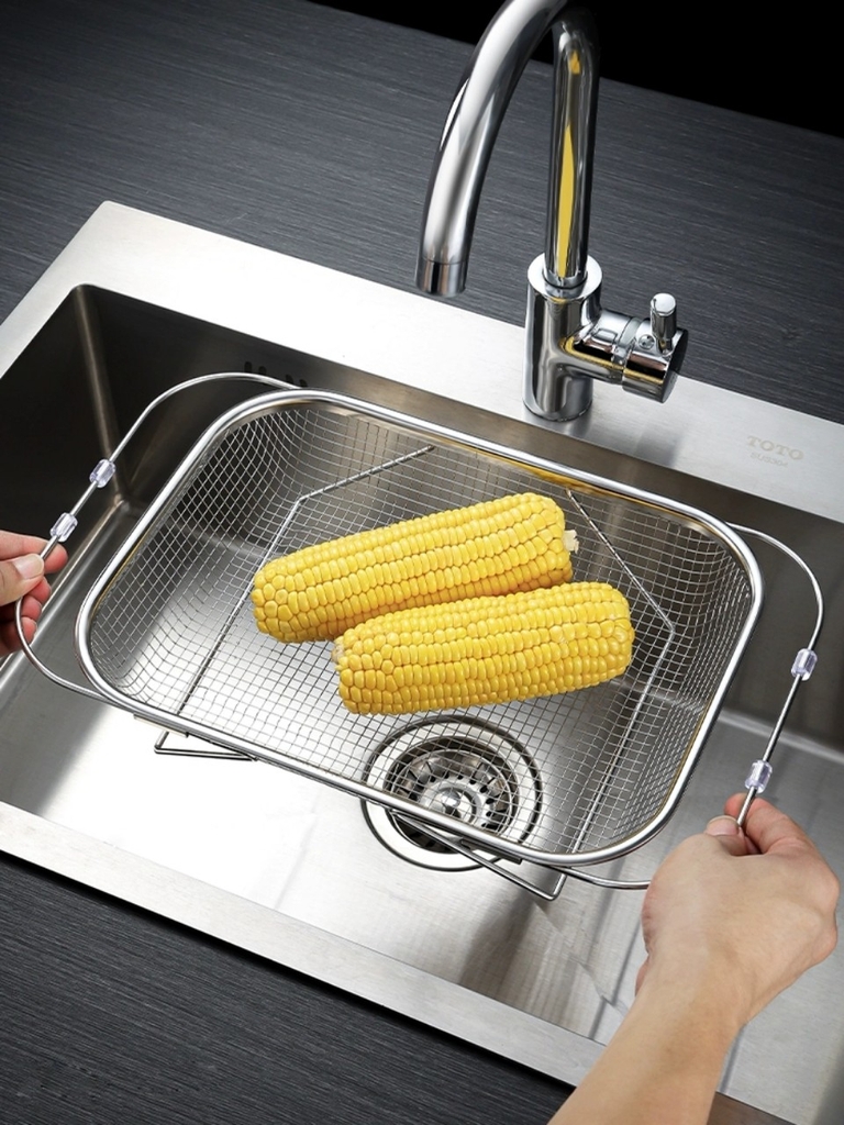 Rổ Inox 304 gác bồn rửa chén bát