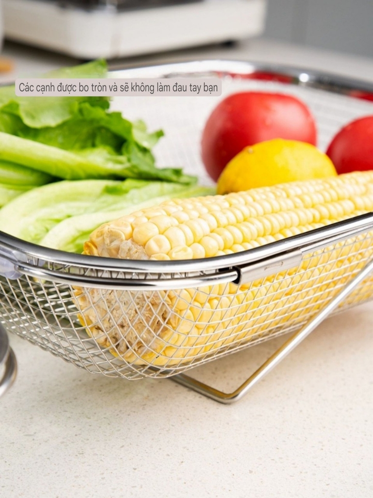 Rổ Inox 304 gác bồn rửa chén bát