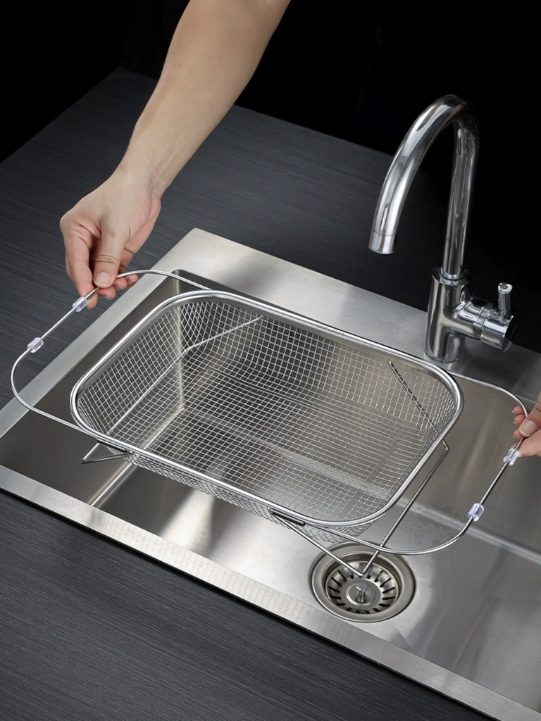 Rổ Inox 304 gác bồn rửa chén bát