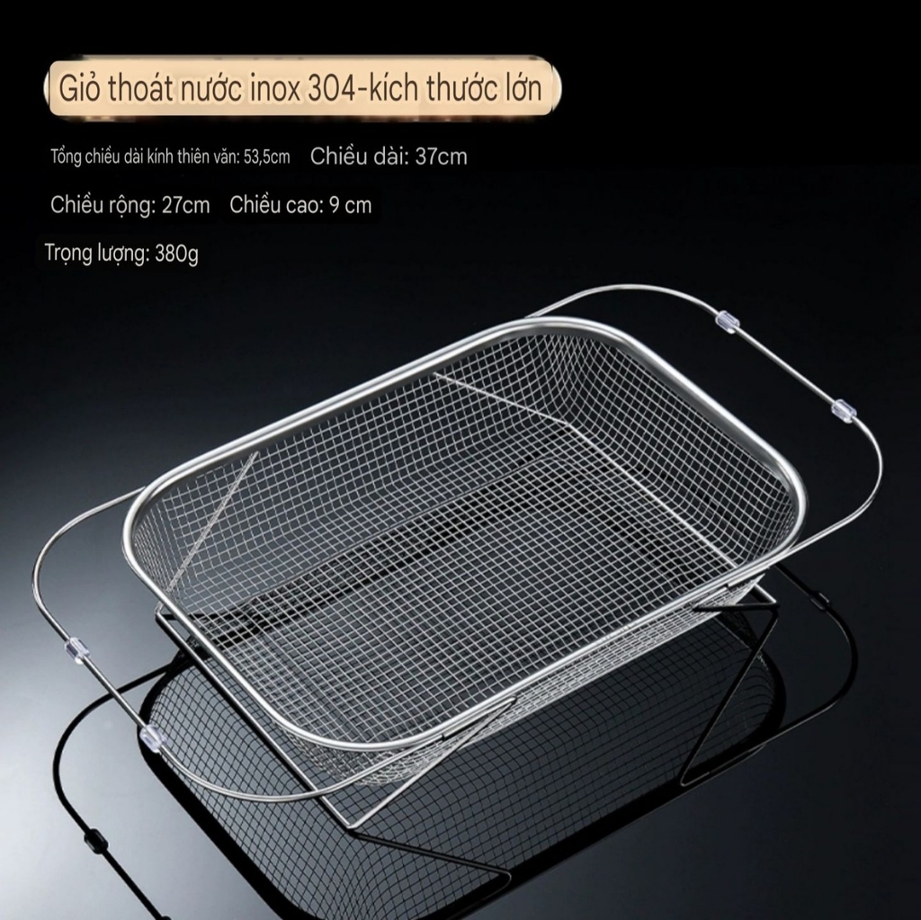 Rổ Inox 304 gác bồn rửa chén bát