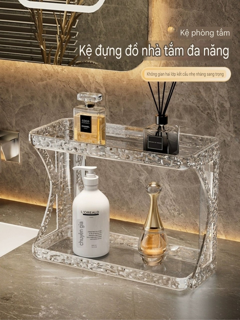 Kệ Mica 2 tầng kiểu dán tường