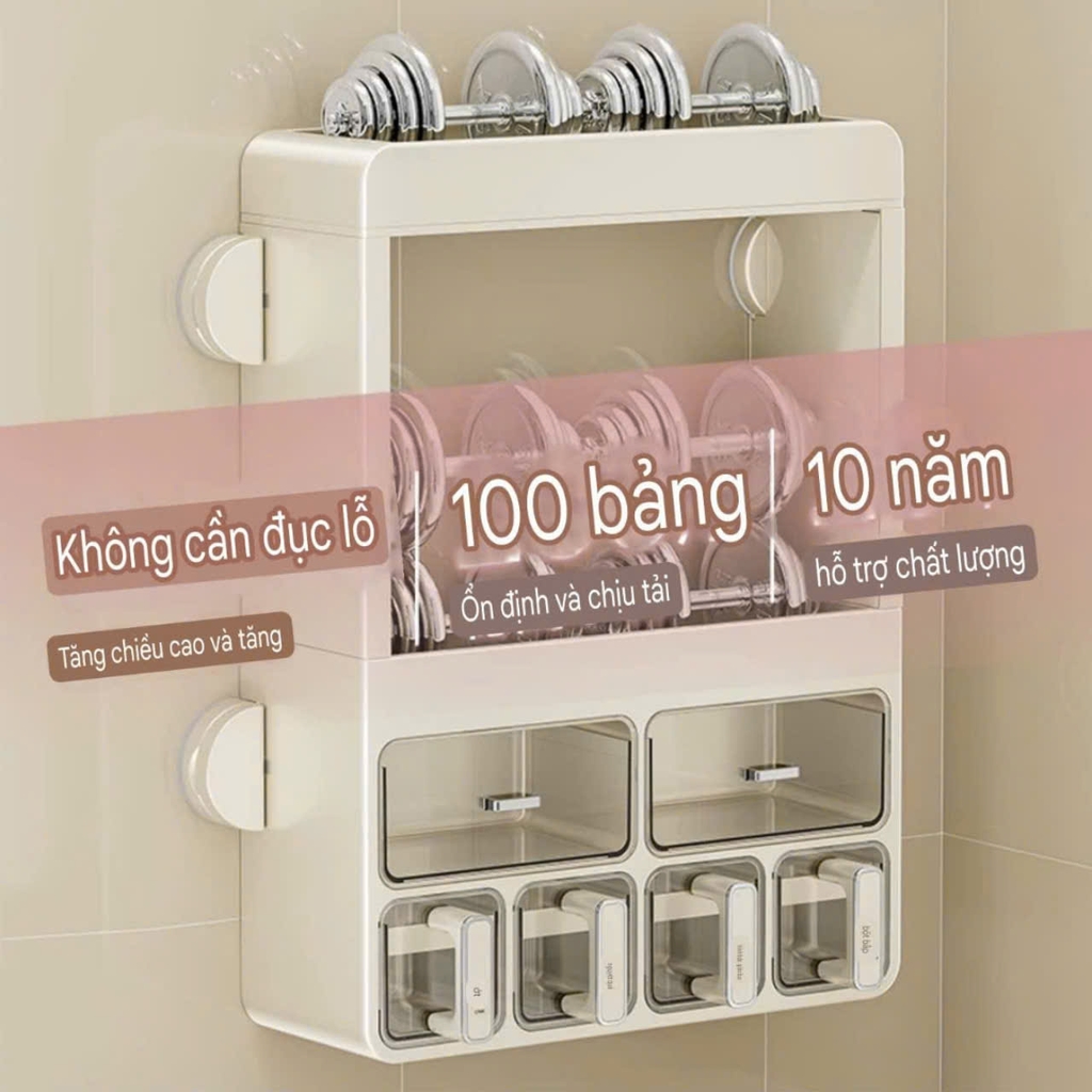 Kệ nhà bếp để đồ gia vị có 4 chân hút tường