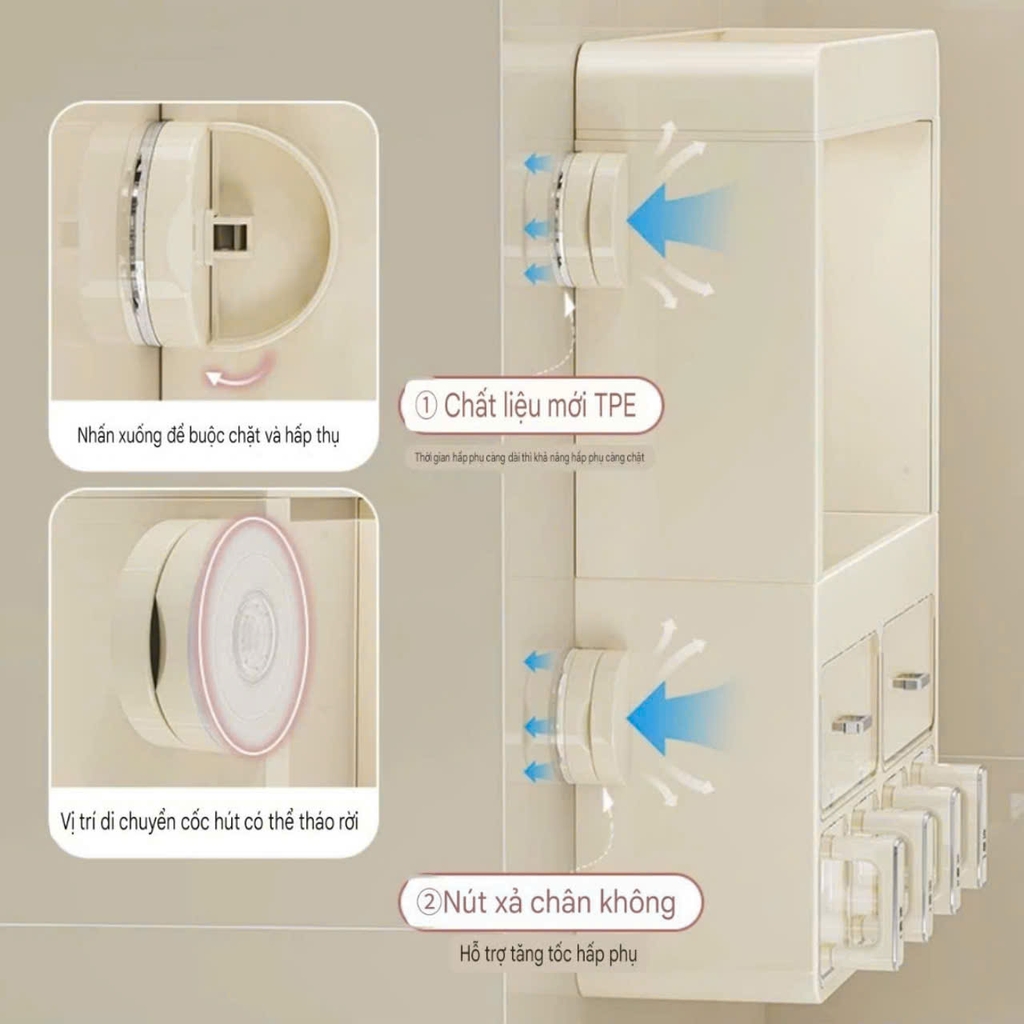 Kệ nhà bếp để đồ gia vị có 4 chân hút tường