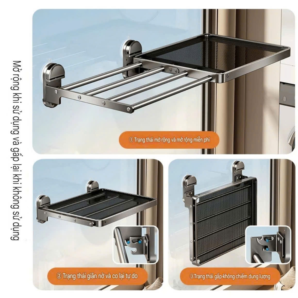 Kệ phơi đồ xếp gọn và kích thước điều chỉnh