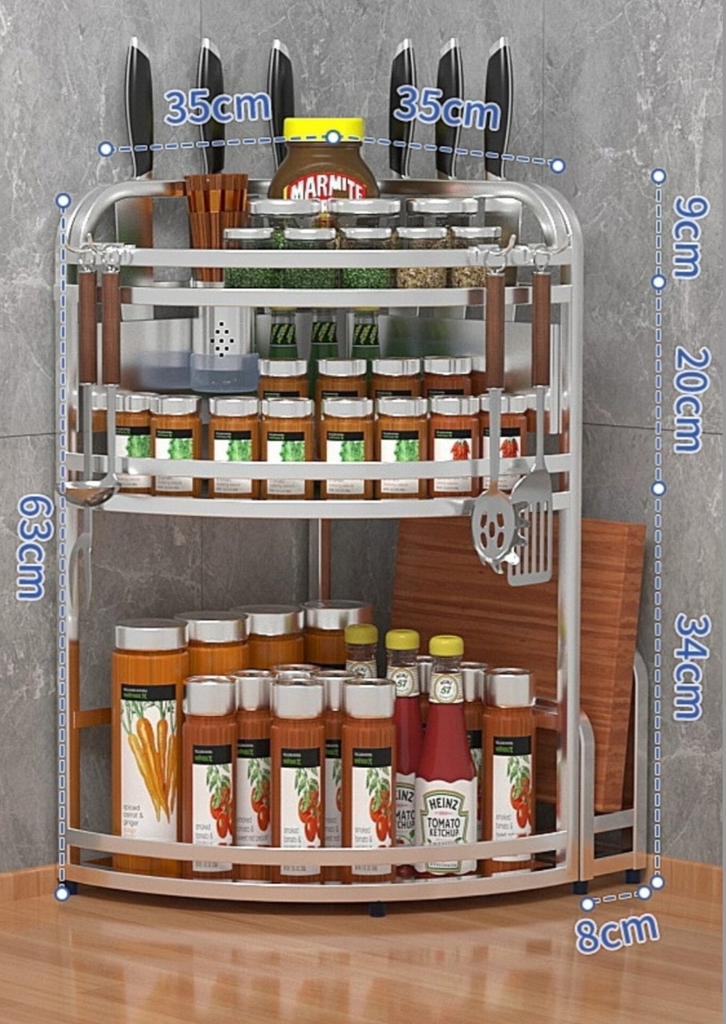 Kệ tam giác 3 tầng để đồ dùng nhà bếp