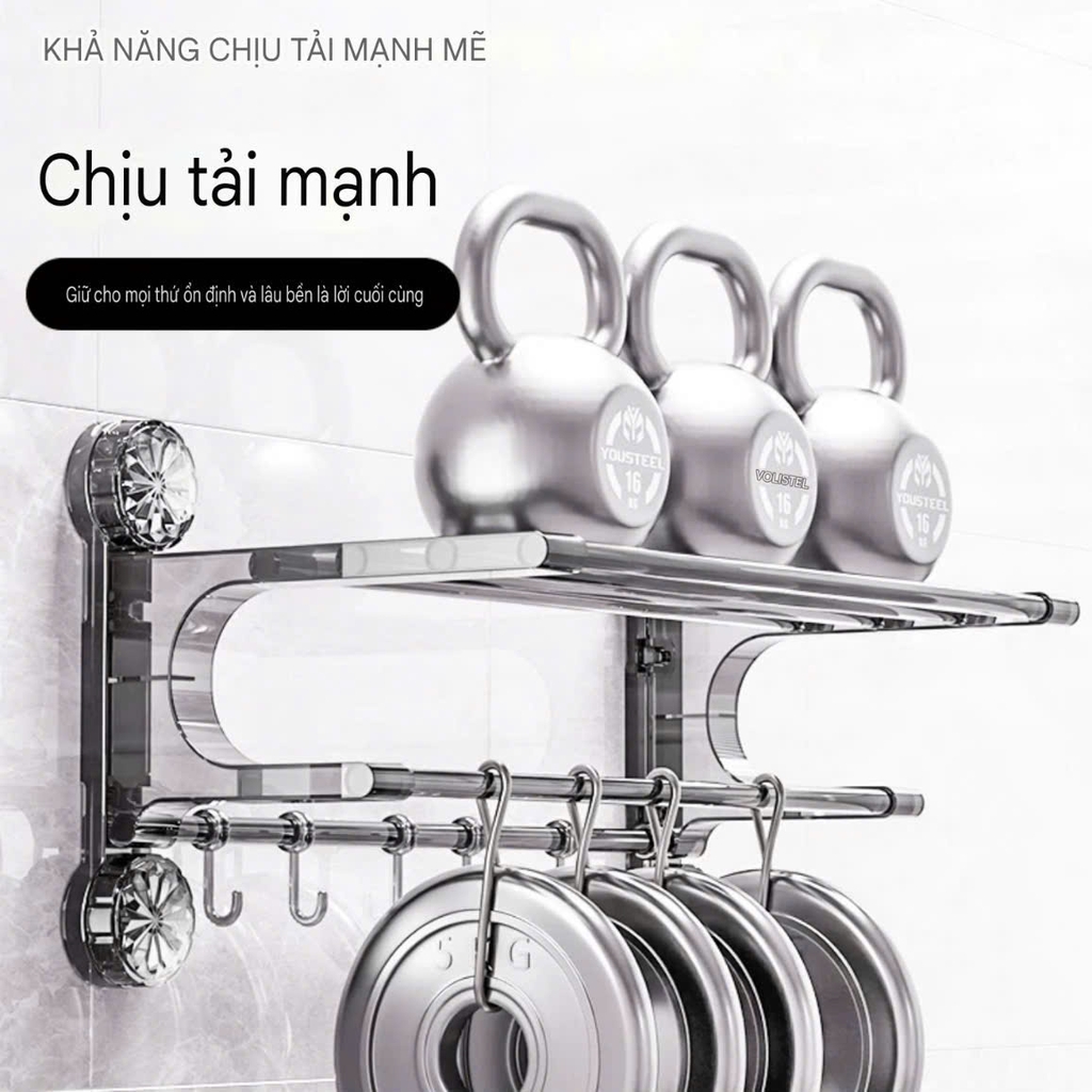 Kệ treo khăn tắm có 4 chân hút tường