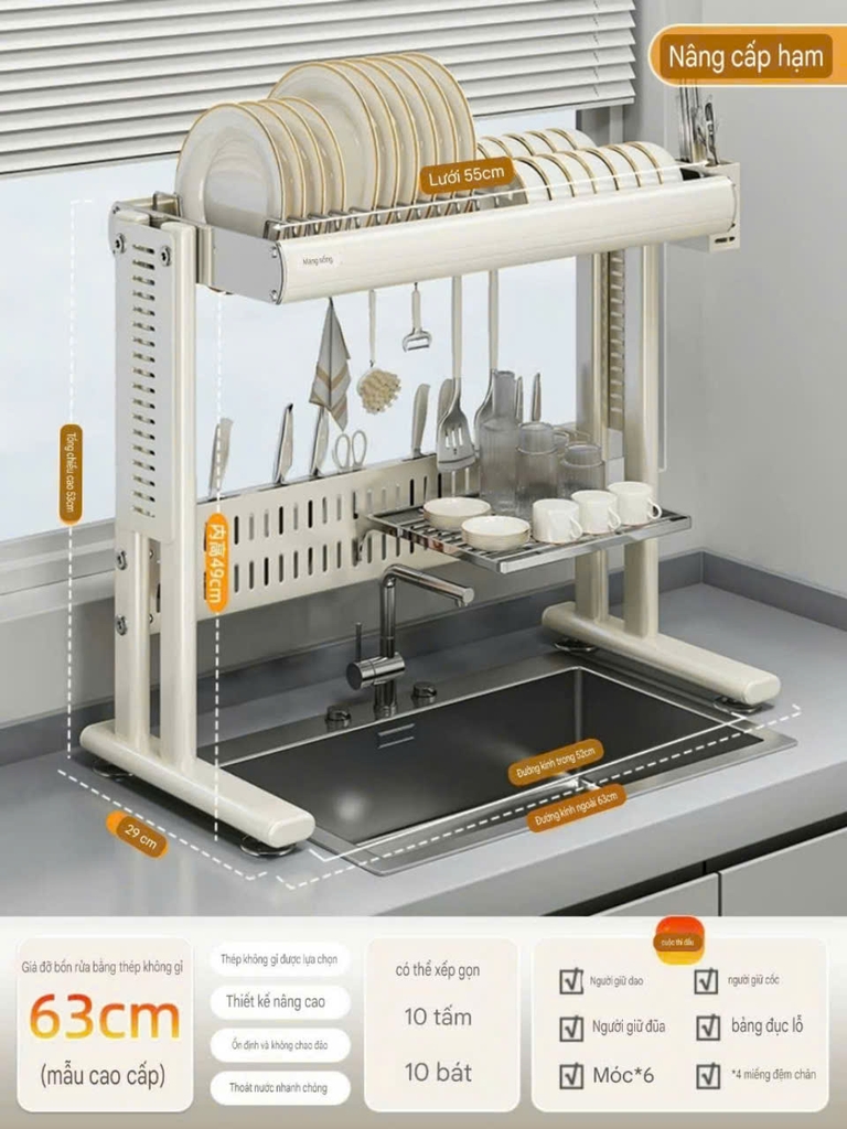 Kệ úp chén dĩa và để dao muỗng đũa