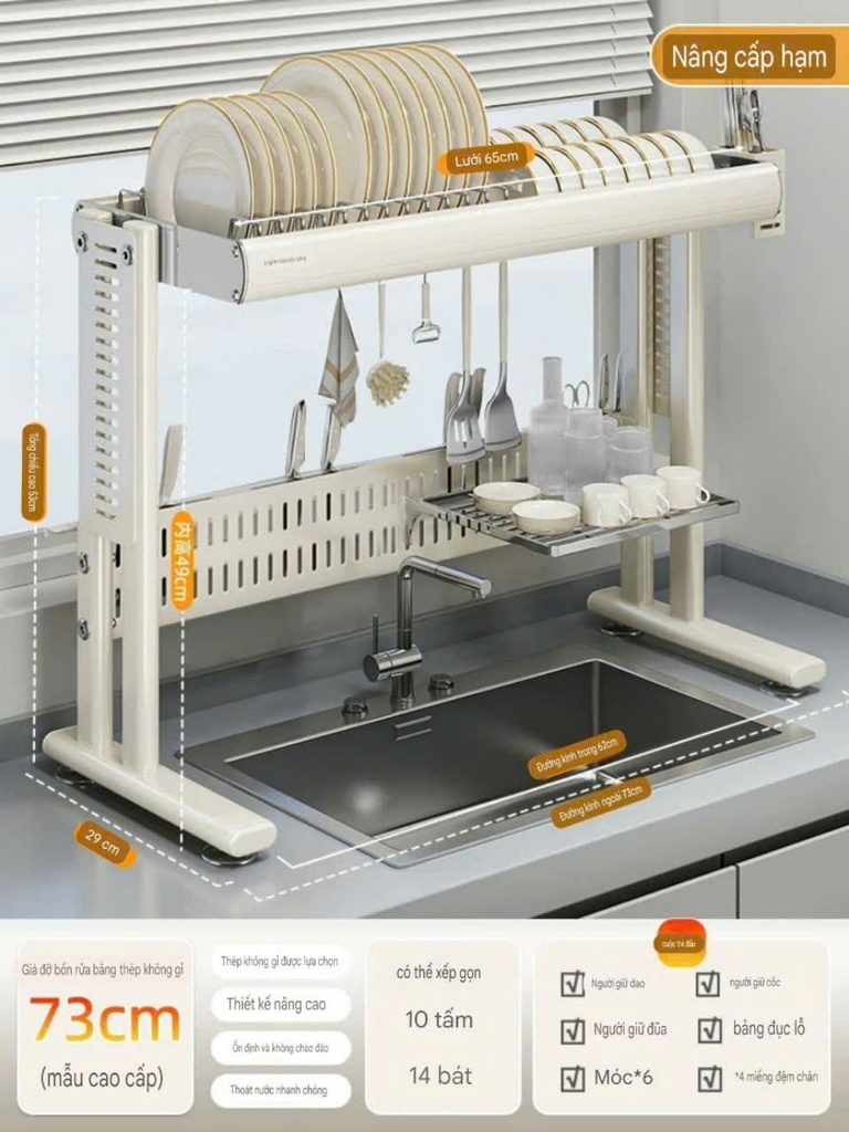 Kệ úp chén dĩa và để dao muỗng đũa