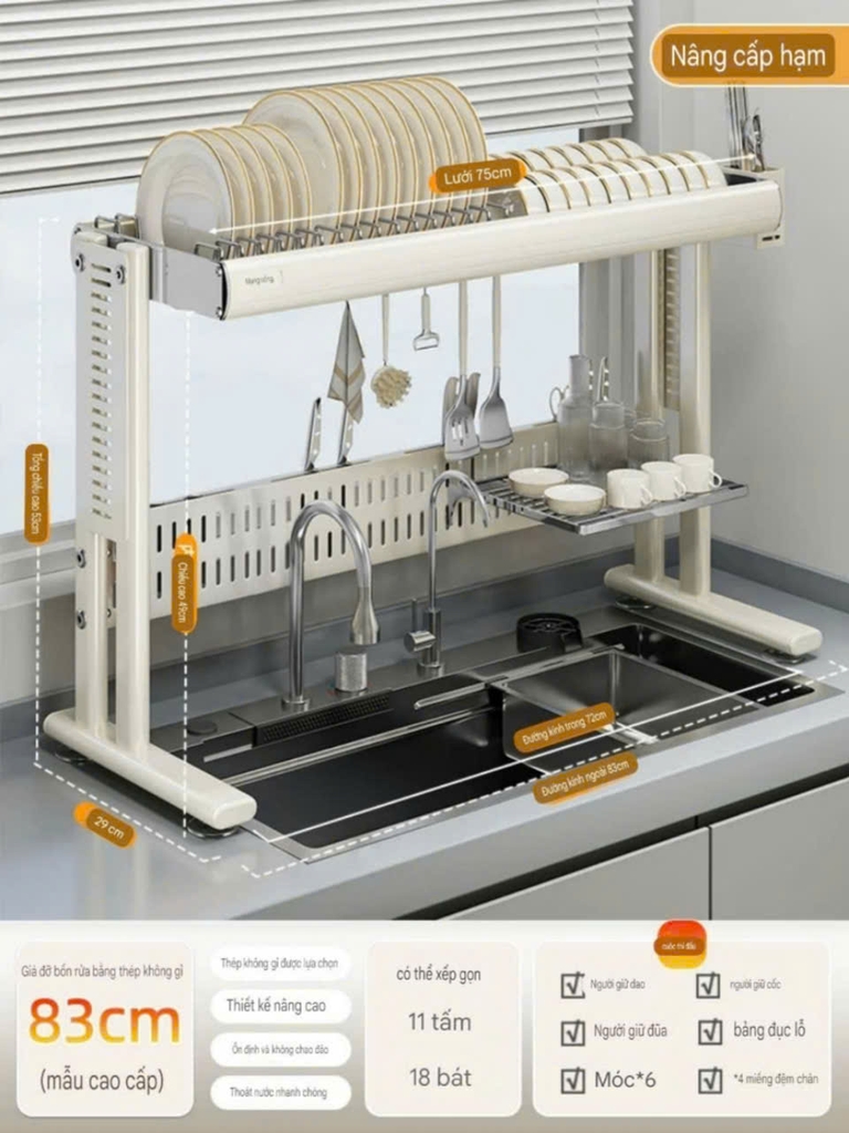 Kệ úp chén dĩa và để dao muỗng đũa