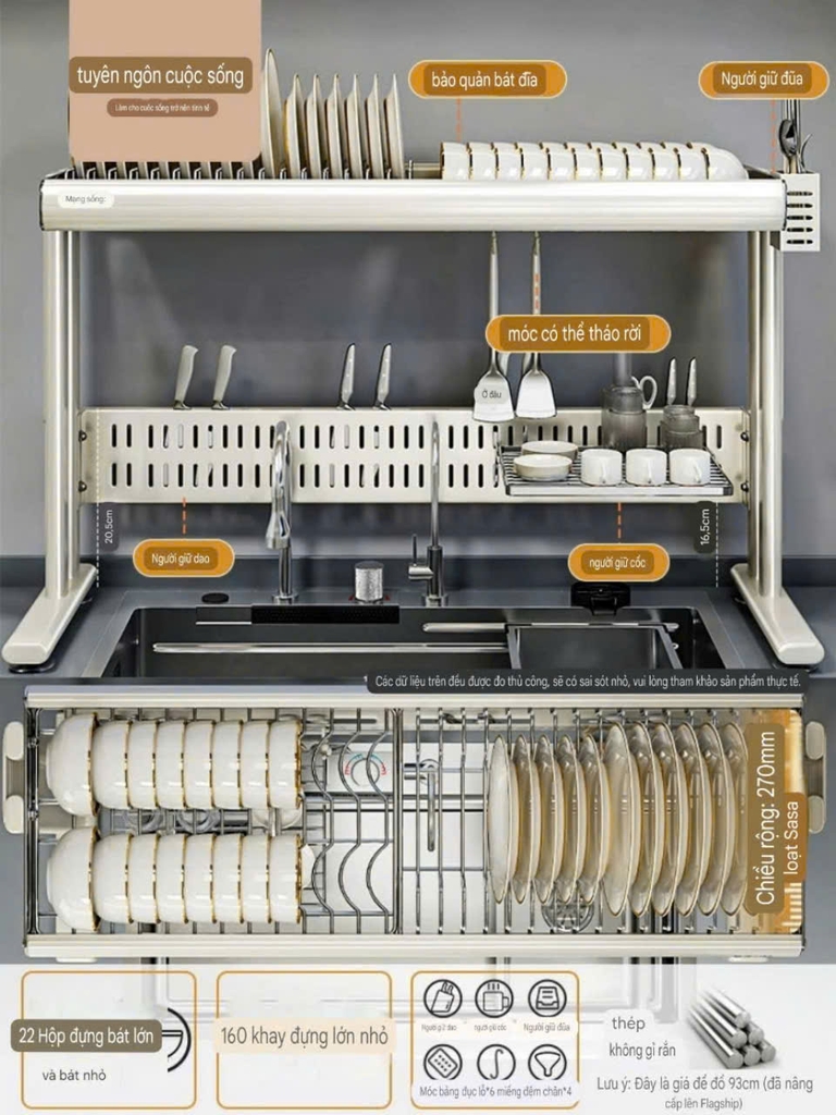 Kệ úp chén dĩa và để dao muỗng đũa