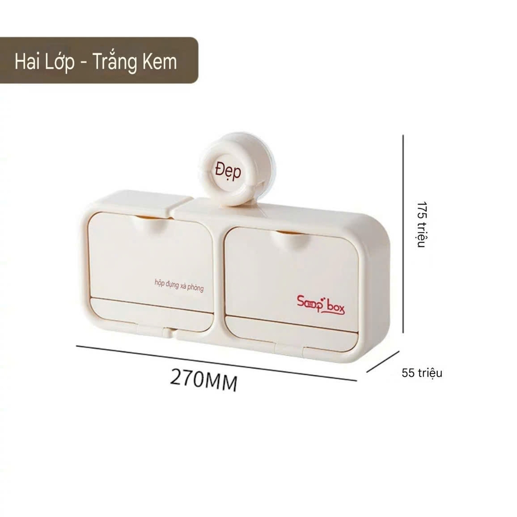 Kệ xà phòng 2 ngăn loại hút tường