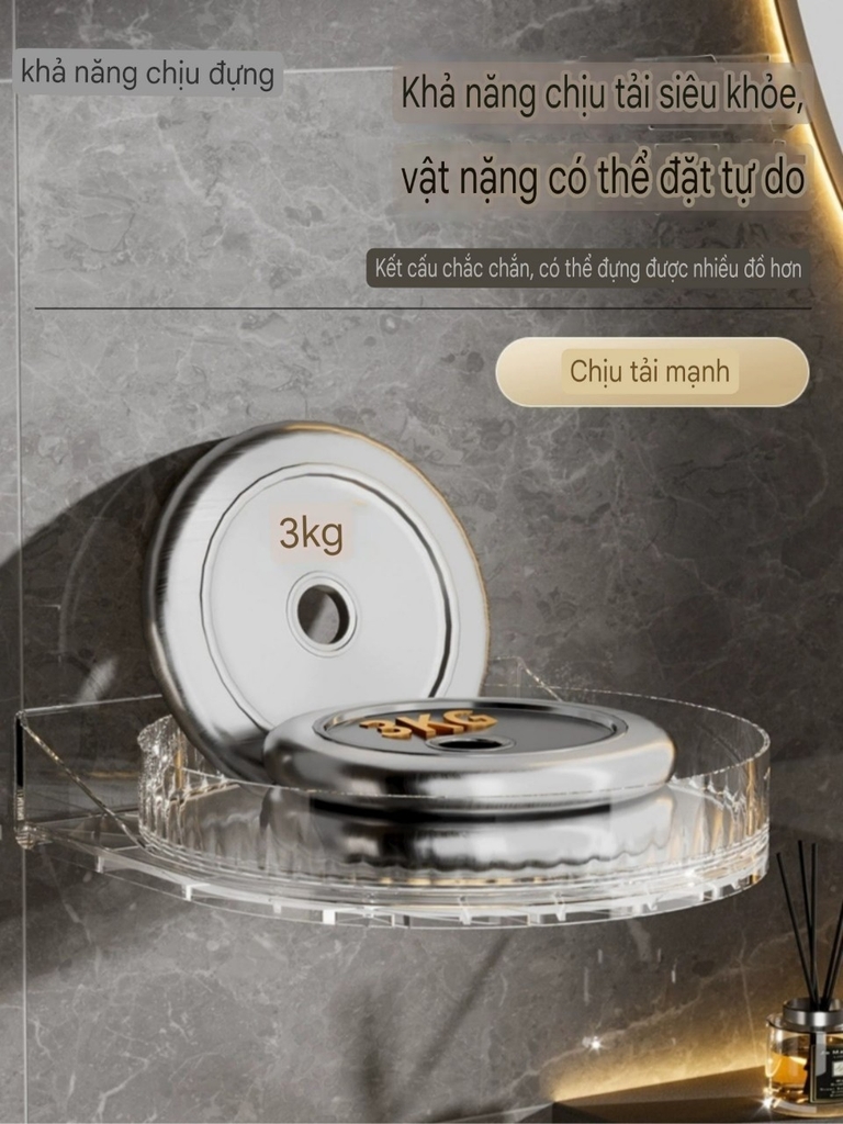 Kệ xoay 360 độ để lọ gia vị và mỹ phẩm kiểu dán tường