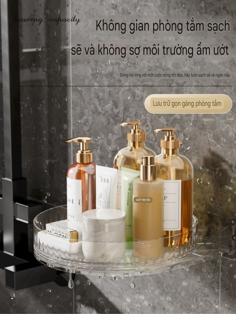 Kệ xoay 360 độ để lọ gia vị và mỹ phẩm kiểu dán tường