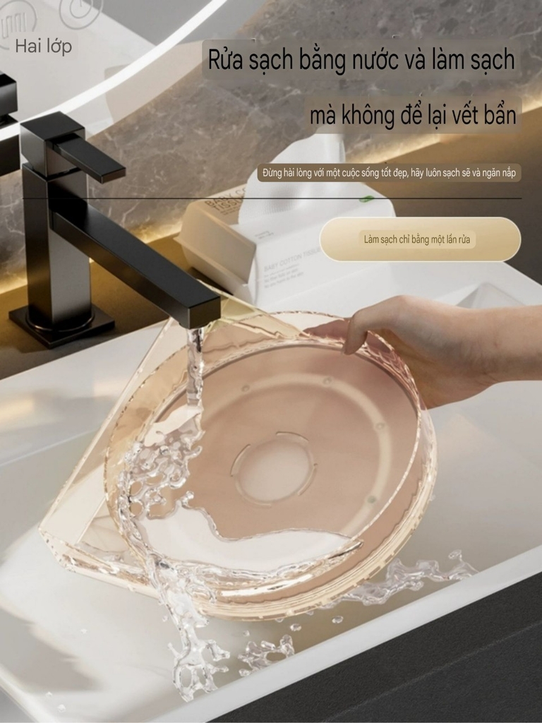 Kệ xoay 360 độ để lọ gia vị và mỹ phẩm kiểu dán tường