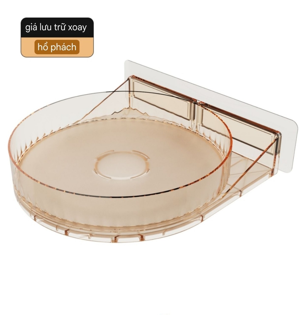 Kệ xoay 360 độ để lọ gia vị và mỹ phẩm kiểu dán tường