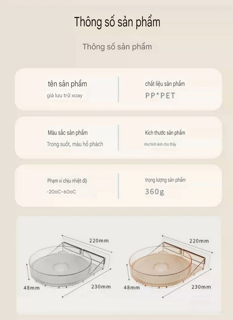 Kệ xoay 360 độ để lọ gia vị và mỹ phẩm kiểu dán tường