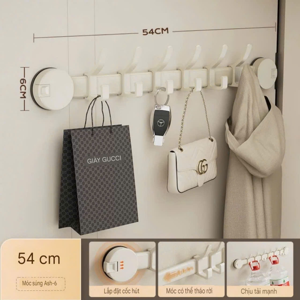 Móc treo đồ bằng hợp kim nhôm kiểu hút tường