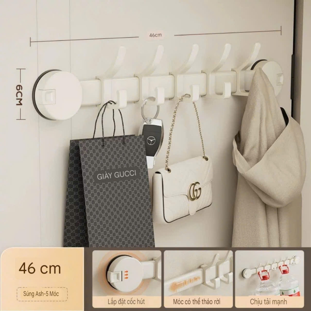 Móc treo đồ bằng hợp kim nhôm kiểu hút tường