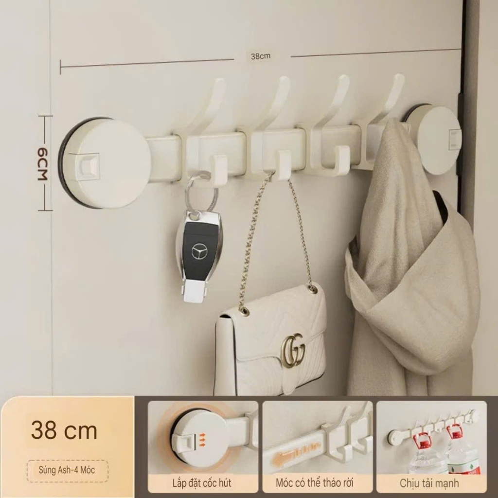 Móc treo đồ bằng hợp kim nhôm kiểu hút tường