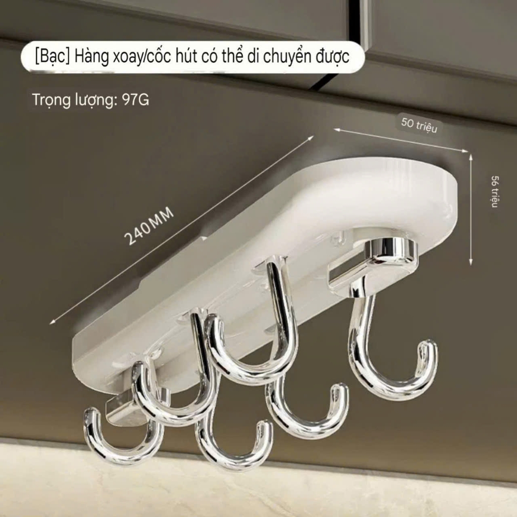 Móc treo đồ nhà bếp, tủ bếp kiểu hút tường