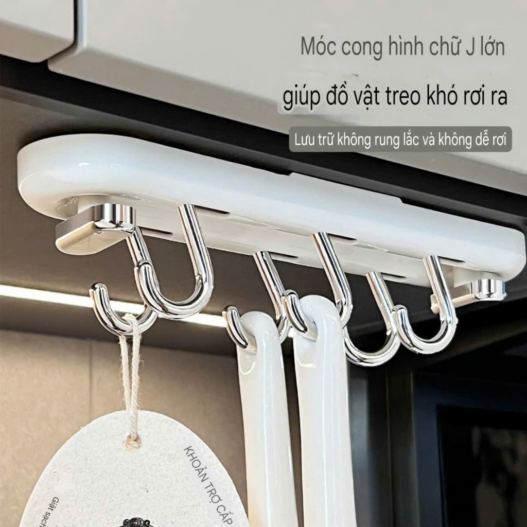Móc treo đồ nhà bếp, tủ bếp kiểu hút tường
