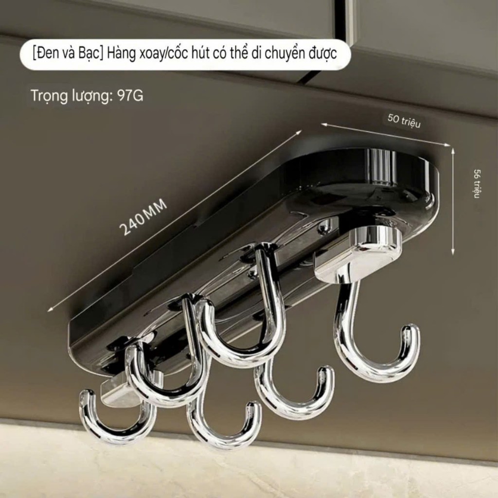 Móc treo đồ nhà bếp, tủ bếp kiểu hút tường