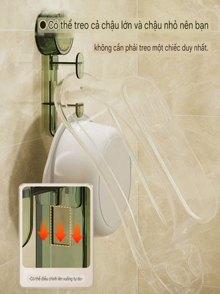 Móc treo thau chậu kiểu hút tường