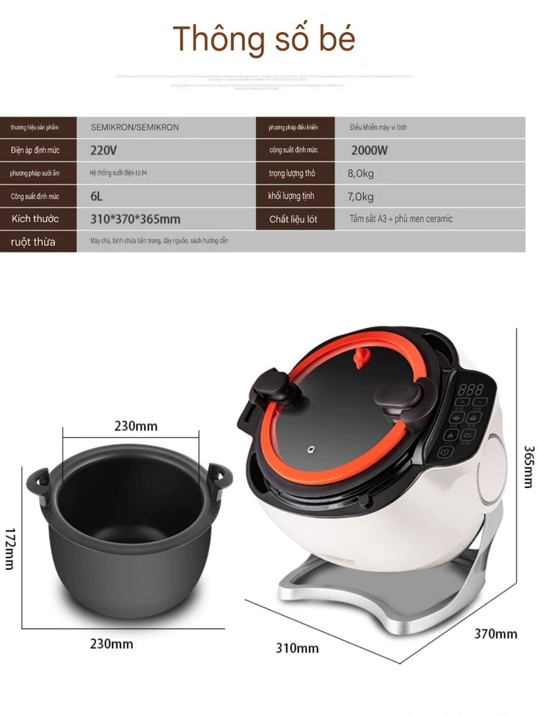 Nồi nấu chiên xào xoay 360 độ