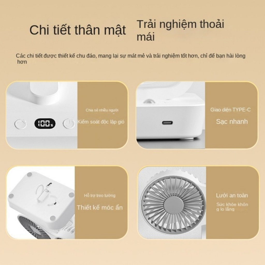 Quạt Mini 2 đầu 4 cấp độ gió