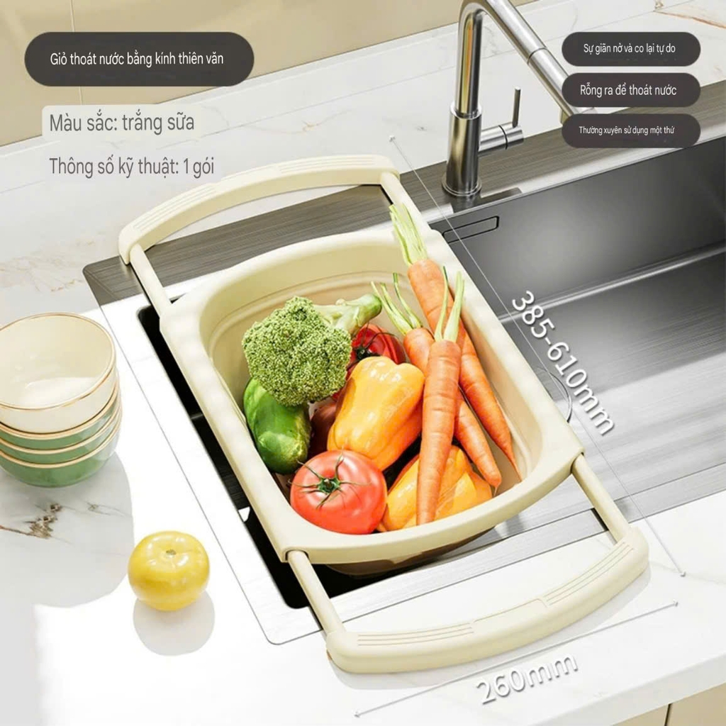 Rổ gác trên bồn rửa chén kích thước điều chỉnh