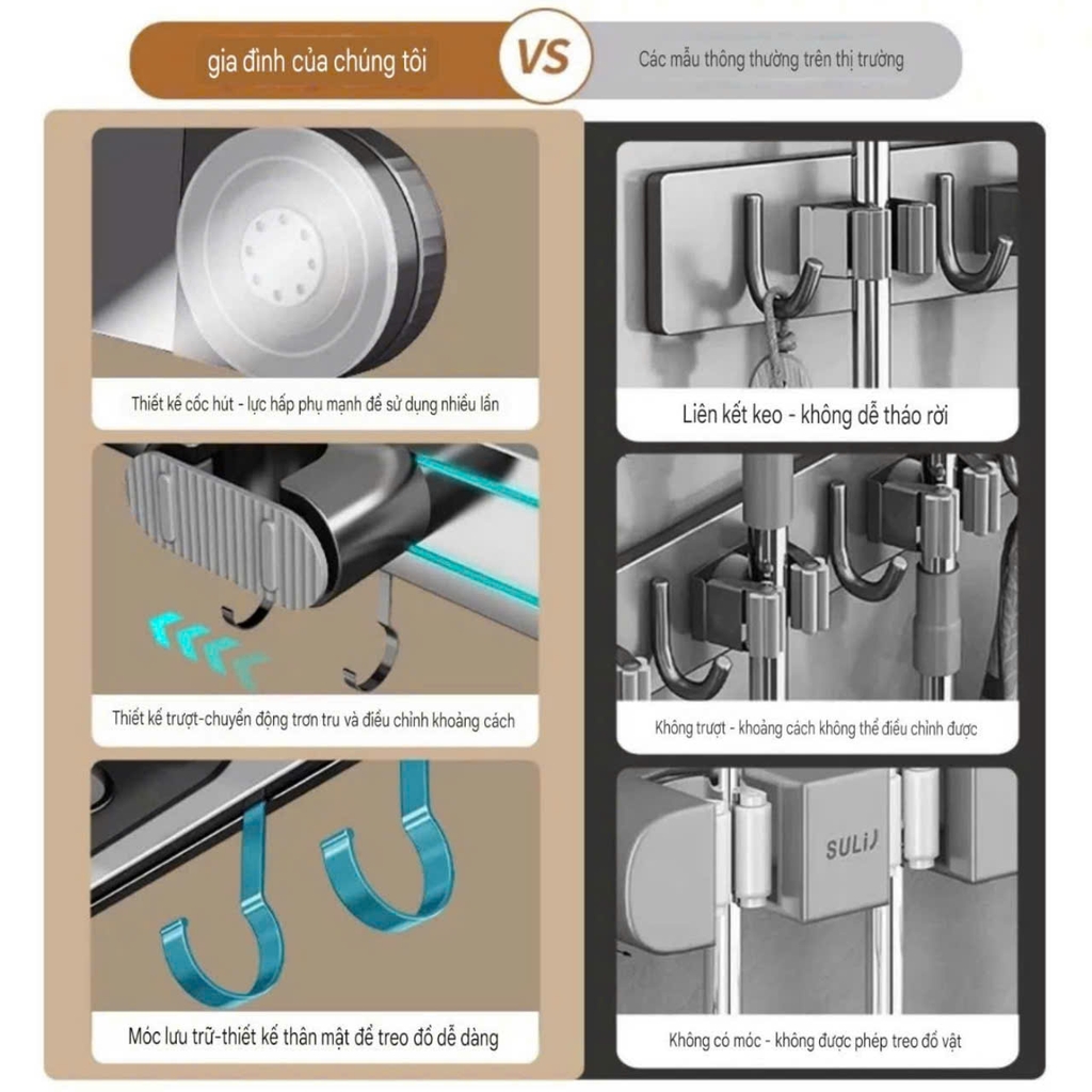 Thanh kẹp cây lau nhà bằng hợp kim nhôm và nhựa PET