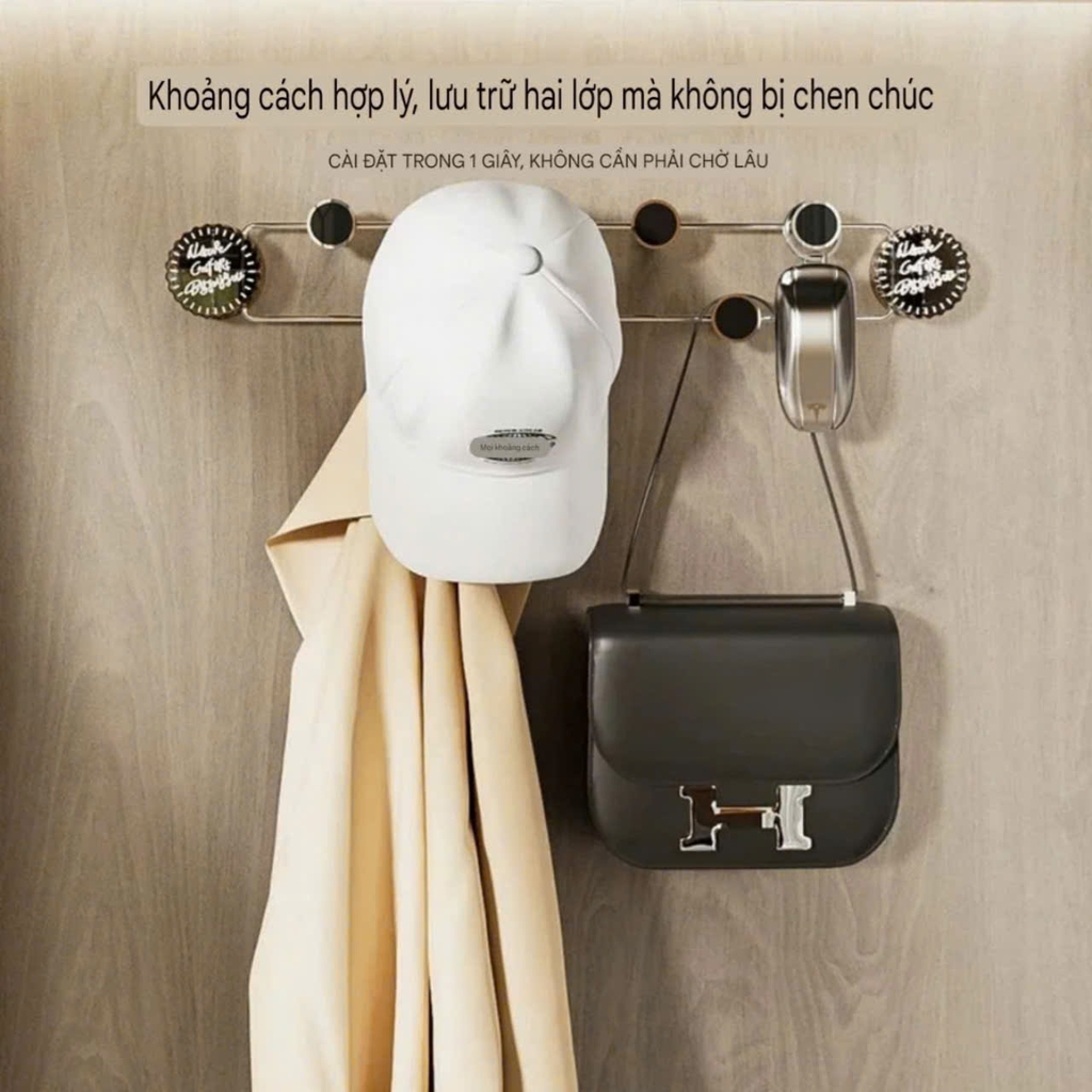 Thanh móc treo đồ bằng thép không rỉ kiểu hút tường