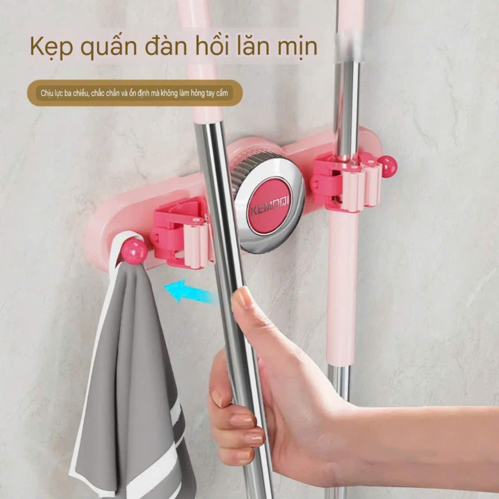 Thanh treo 2 cây lau nhà kiểu hút tường