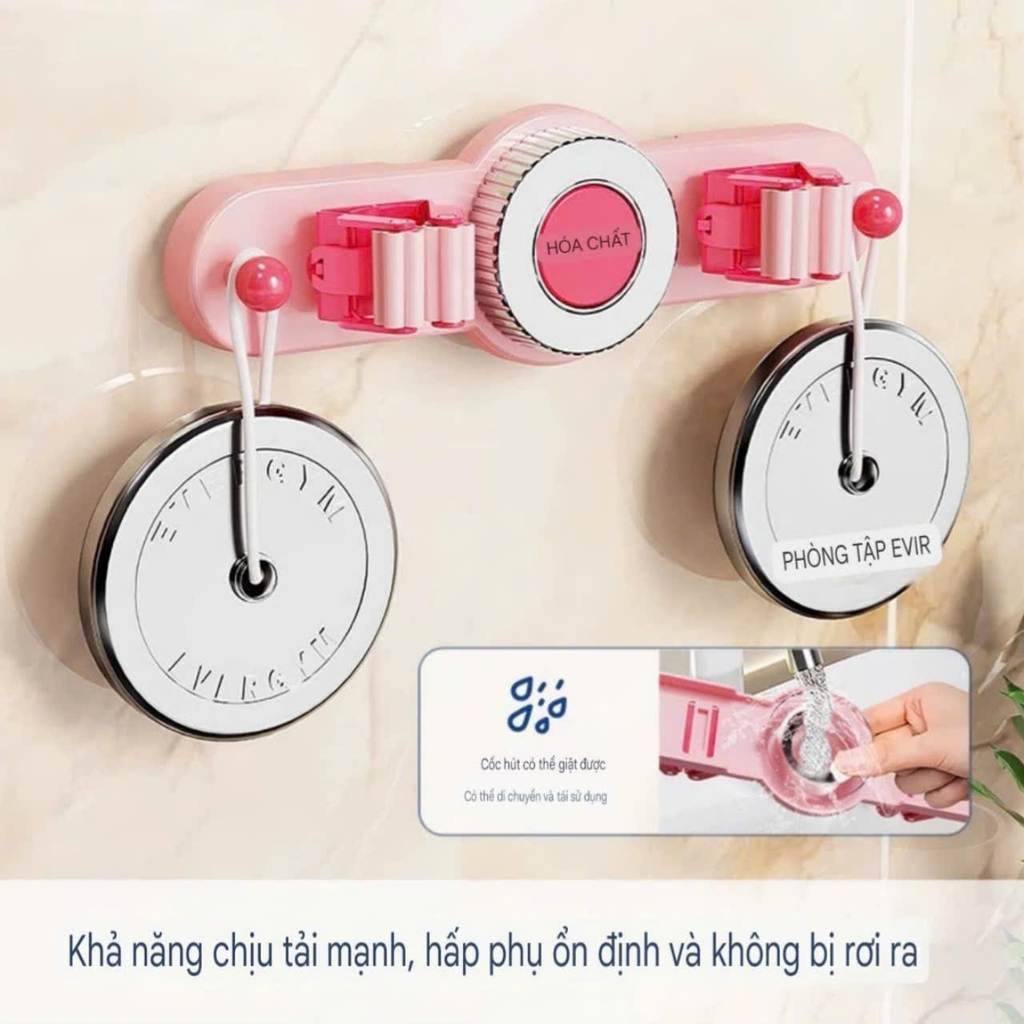 Thanh treo 2 cây lau nhà kiểu hút tường