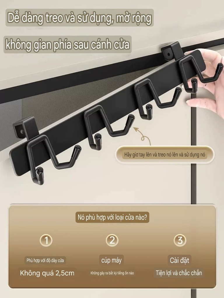 Thanh treo đồ 8 móc gắn trên cánh tủ bếp