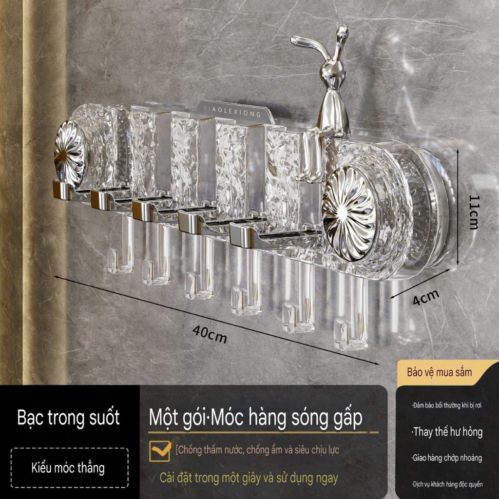 Thanh treo đồ có 11 móc kiểu hút tường