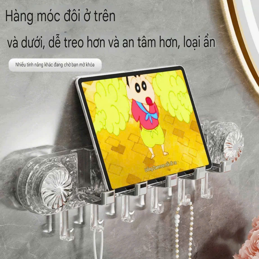 Thanh treo đồ có 11 móc kiểu hút tường