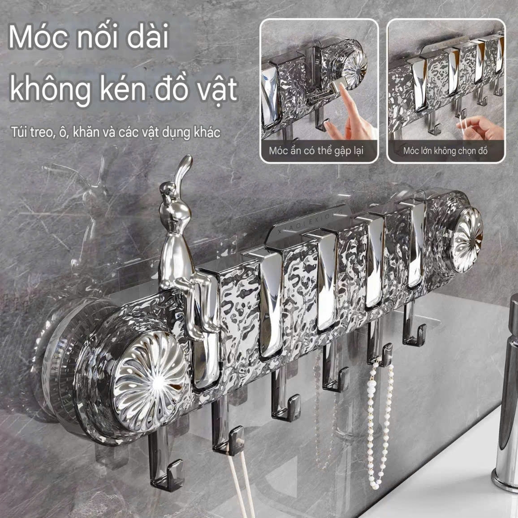 Thanh treo đồ có 11 móc kiểu hút tường